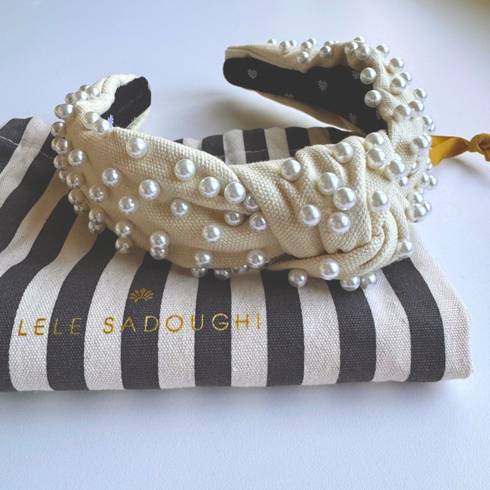 Lele Sadoughi Ivory Pearl-Studded Headband